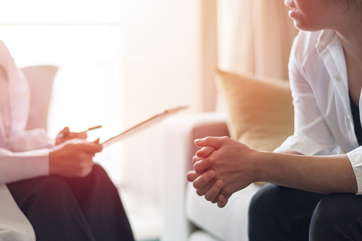 therapist and patient going through a session